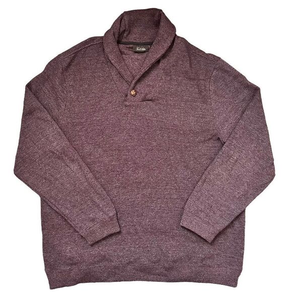 Tasso Elba Burgundy French Ribbed Marled Shawl Collar Pullover Sweater SZ 2XL - Picture 1 of 8
